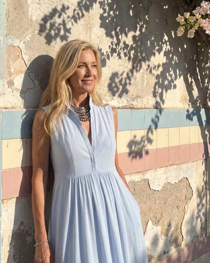 Virelia | Sleeveless Collared Flowing Wide Leg Jumpsuit