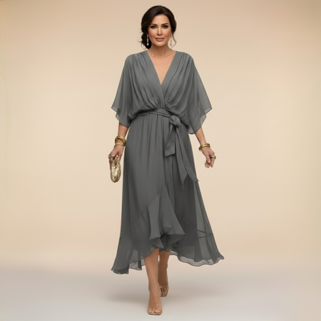 Opal™ | V-Neck Elegant Midi Dress