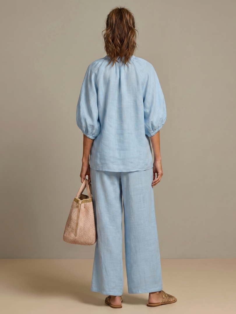 Natalia | Top Blouson with Zip and Wide Leg Pants