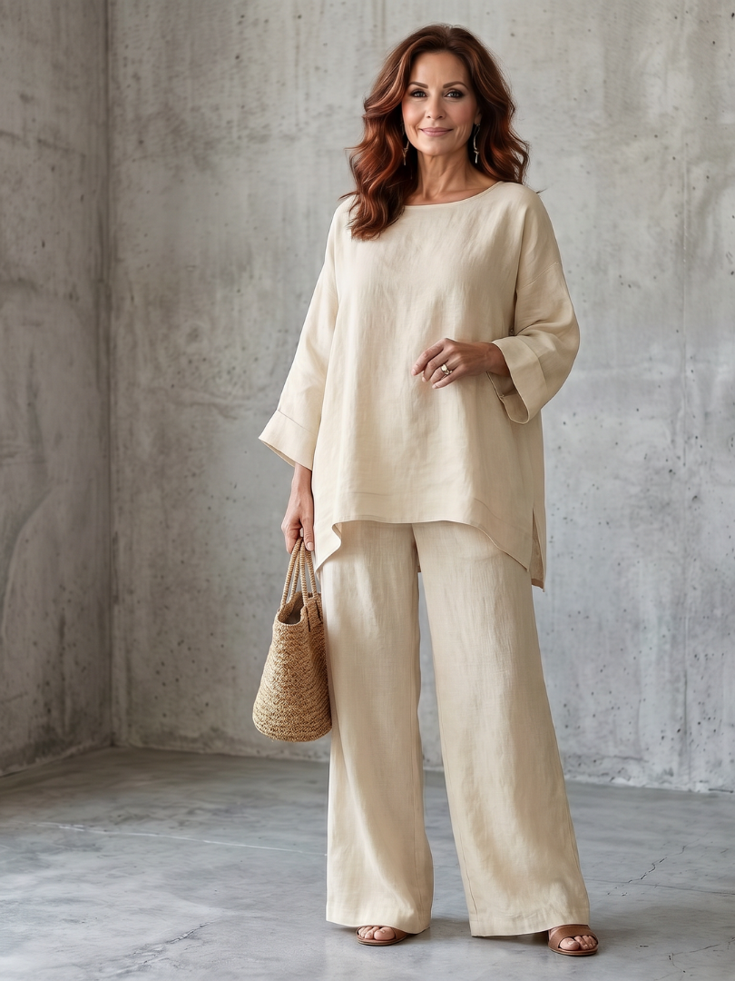 Prue | Oversized Tunic Wide Leg Pant Set