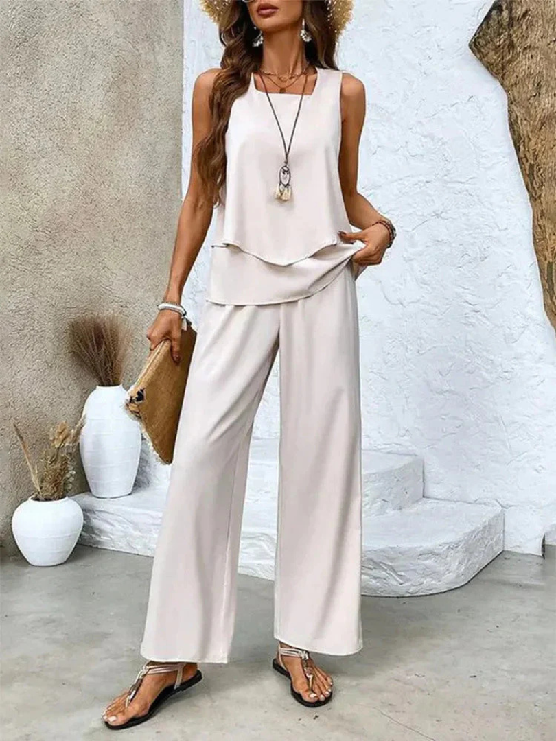 Ovelynra™ | Sleeveless Top & Wide-Leg Pants Set
