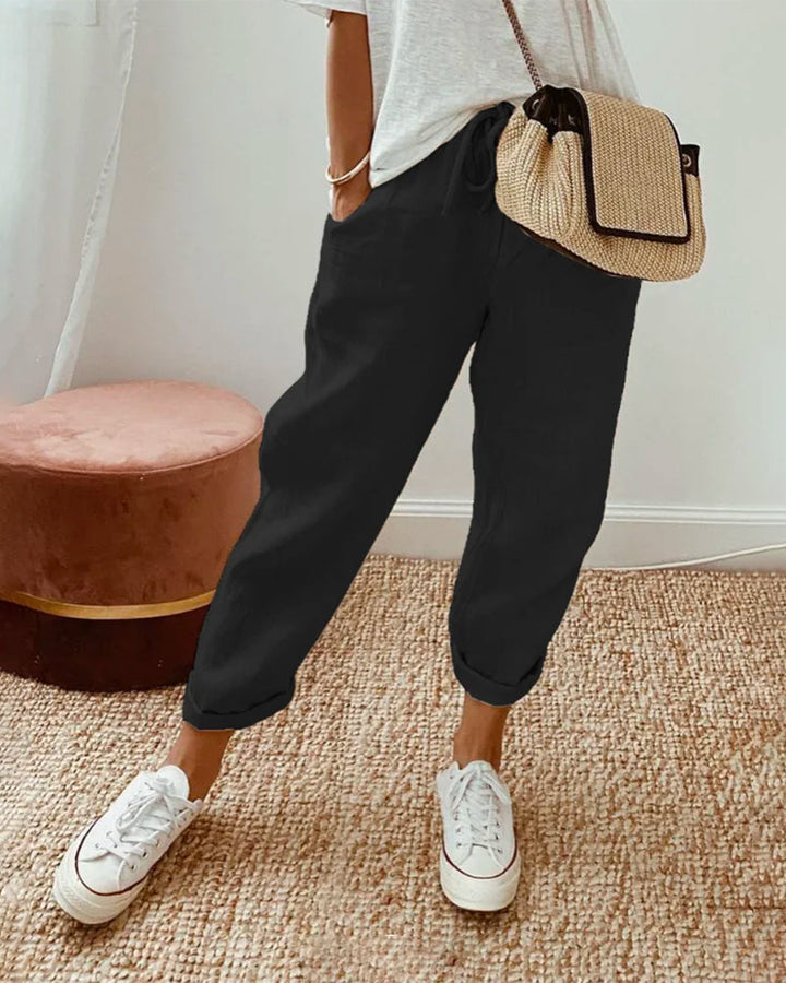 Lucie™ — Fluid Cotton and Linen Blend Trousers