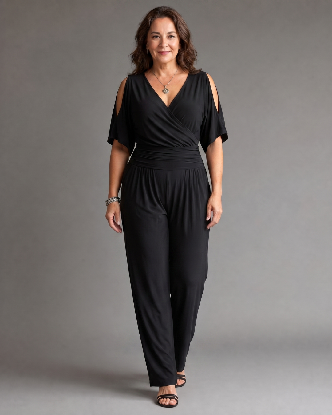 Nyxara | Cold Shoulder Wrap Waist Relaxed Jumpsuit