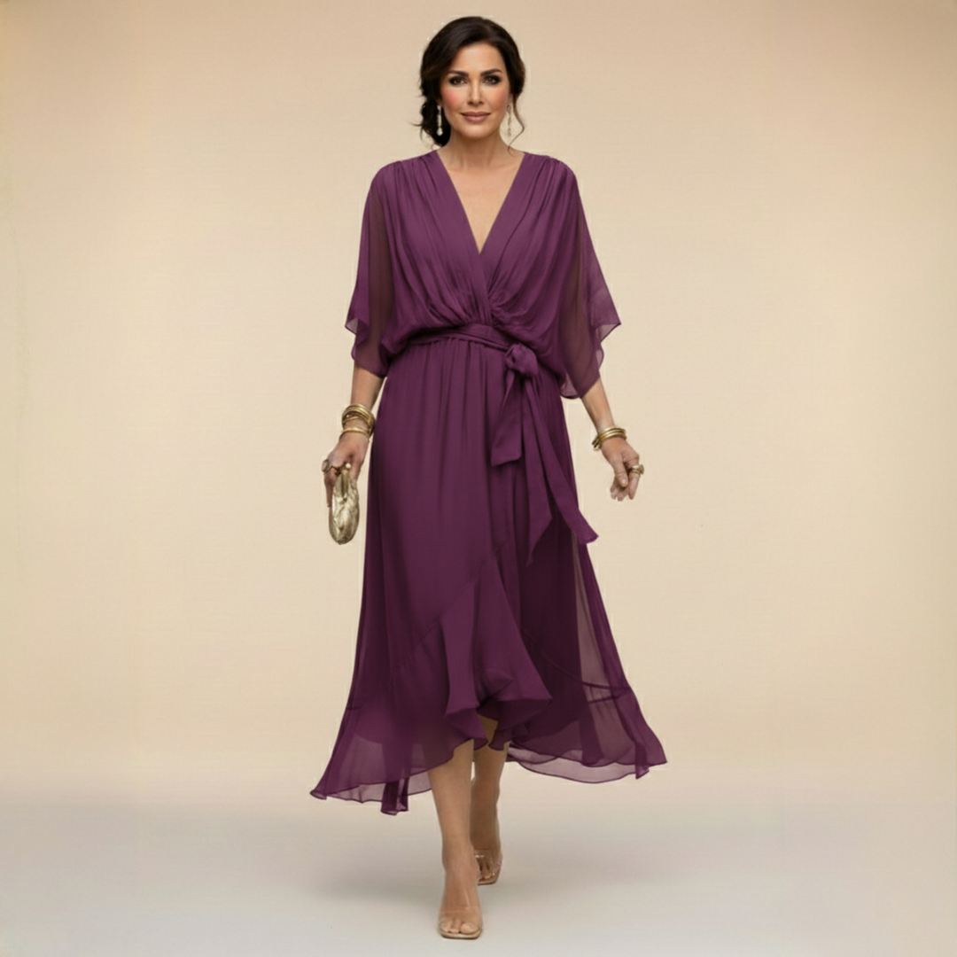 Opal™ | V-Neck Elegant Midi Dress