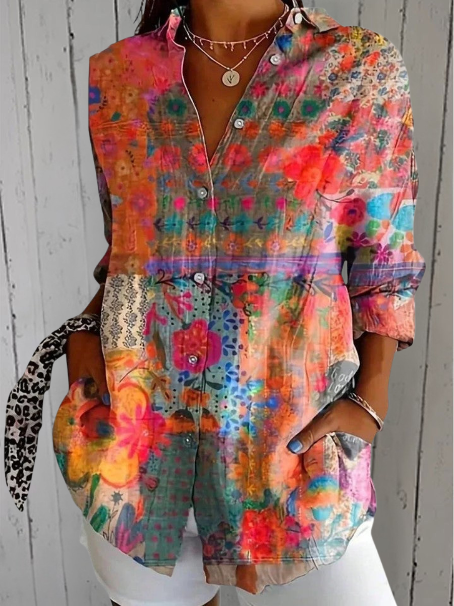 Anica Blouse with Artistic Pattern