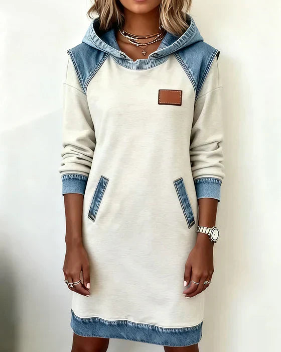 Alexa | Cozy Contrast Hooded Dress