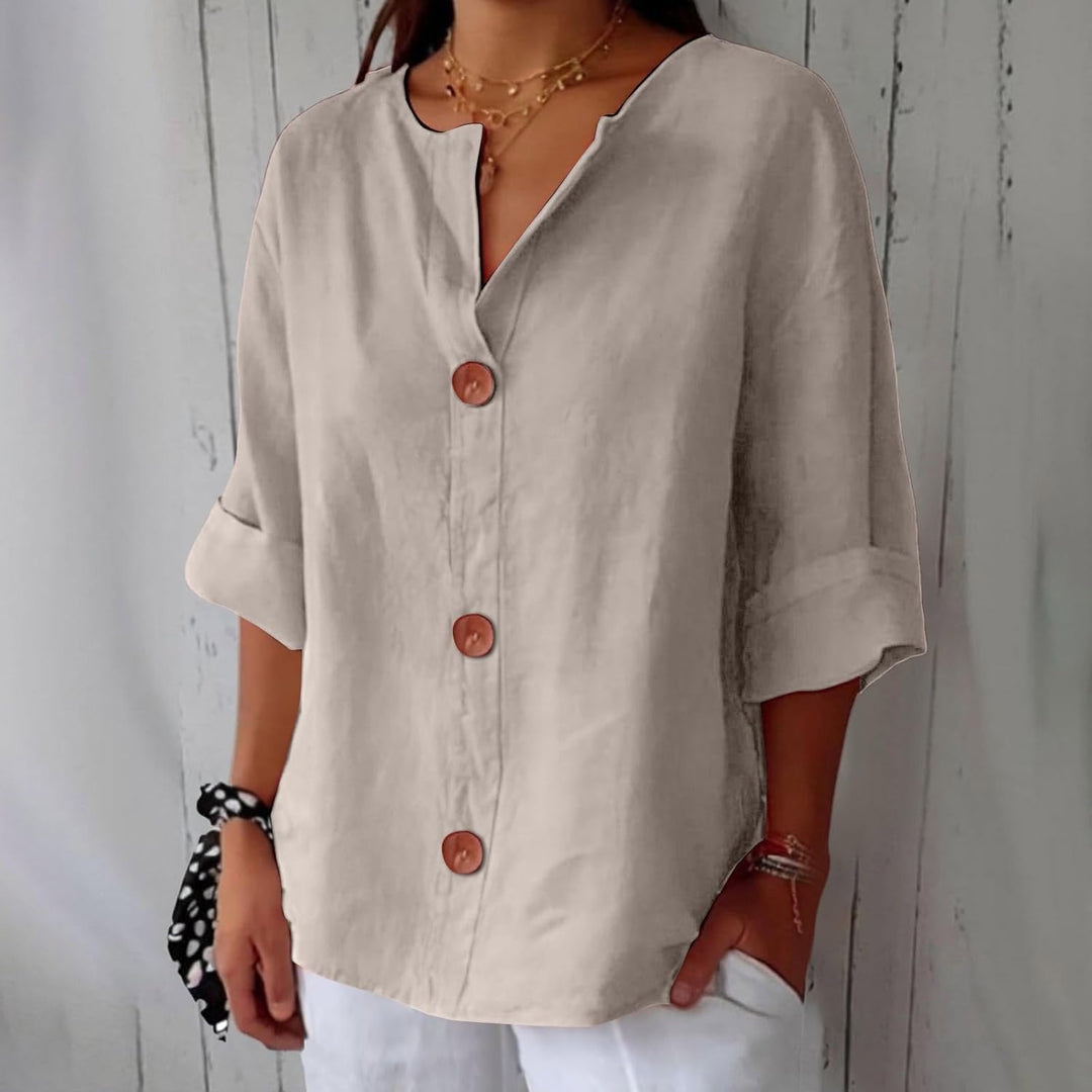 Olivia Loose Linen Blouse Summer Light and Comfortable Women's Style