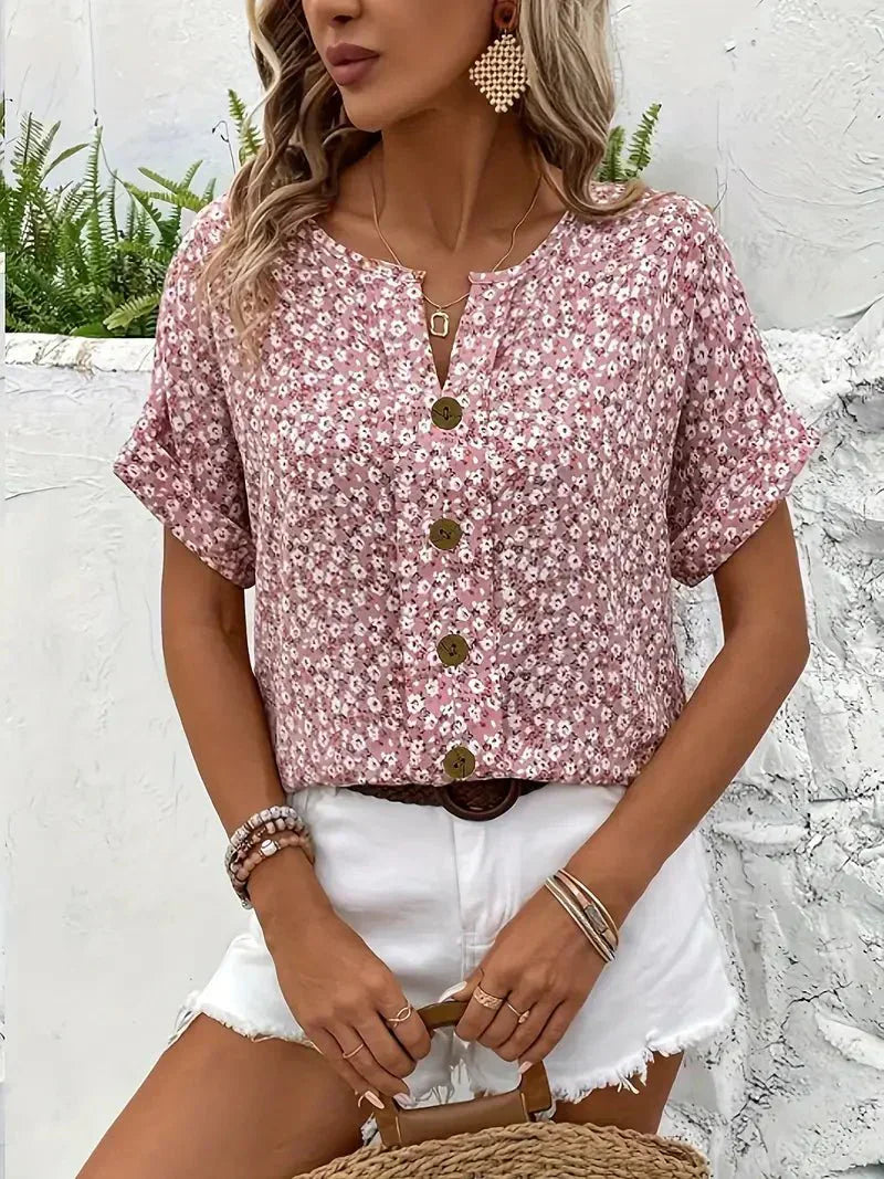 Wolena | Blouse à col cranté Fleurs des Champs