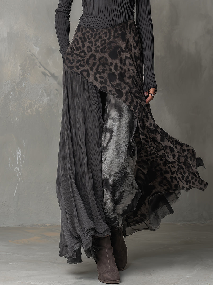 Martina | Long bohemian-style dress with leopard print • S1