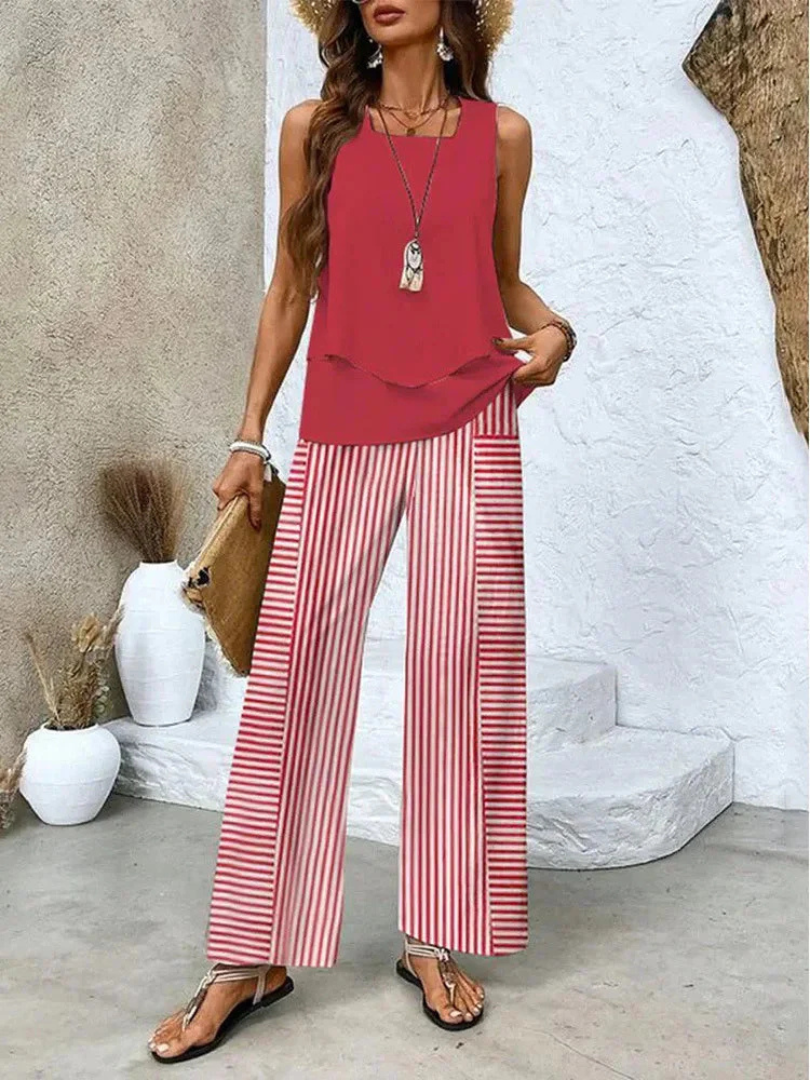 Ovelynra™ | Sleeveless Top & Wide-Leg Pants Set