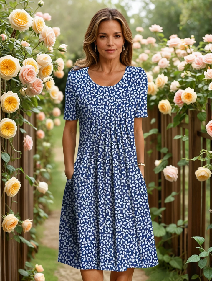 Willow | Floral Midi Dress with Empire Waist and Side Pockets