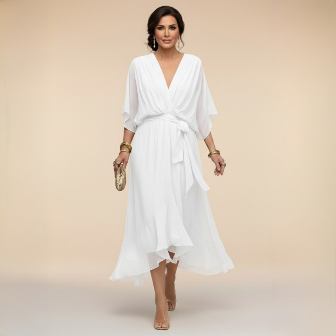 Opal™ | V-Neck Elegant Midi Dress