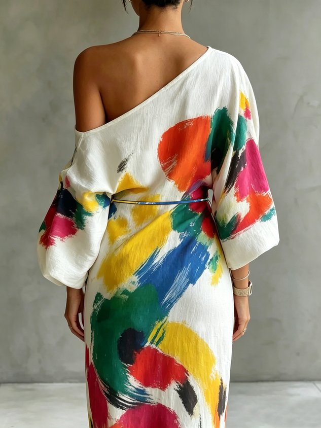 Davina | Robe Longue à Imprimé Abstrait