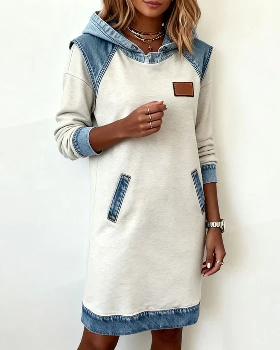 Alexa | Cozy Contrast Hooded Dress
