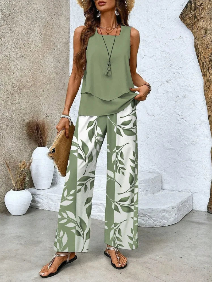 Ovelynra™ | Sleeveless Top & Wide-Leg Pants Set