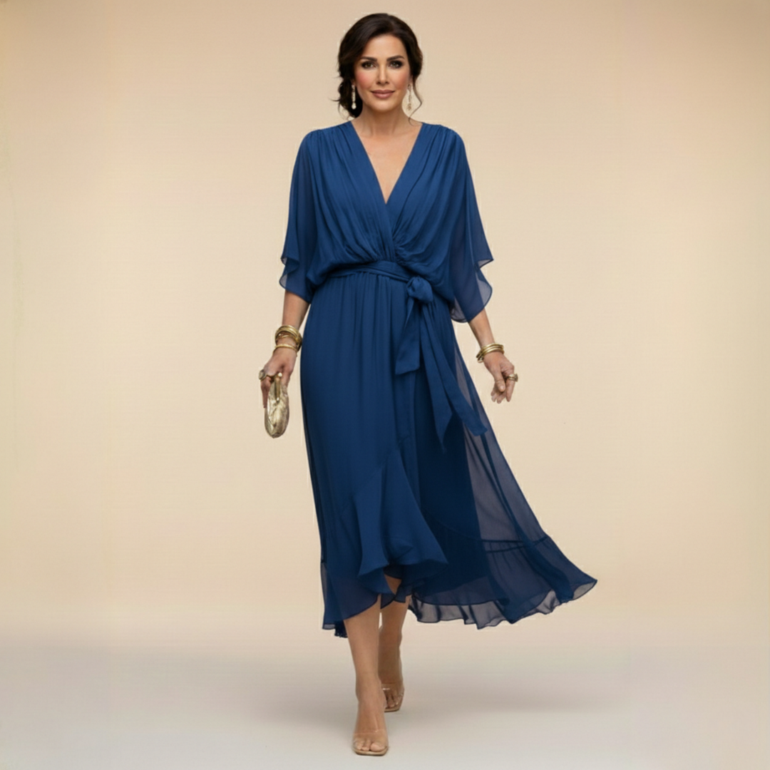 Opal™ | V-Neck Elegant Midi Dress
