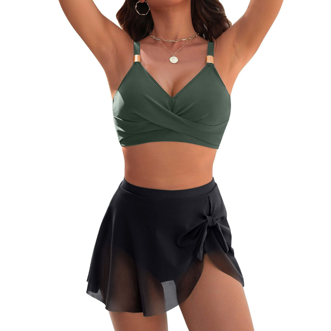 Hanne | High Waist Bikini with Mesh Skirt