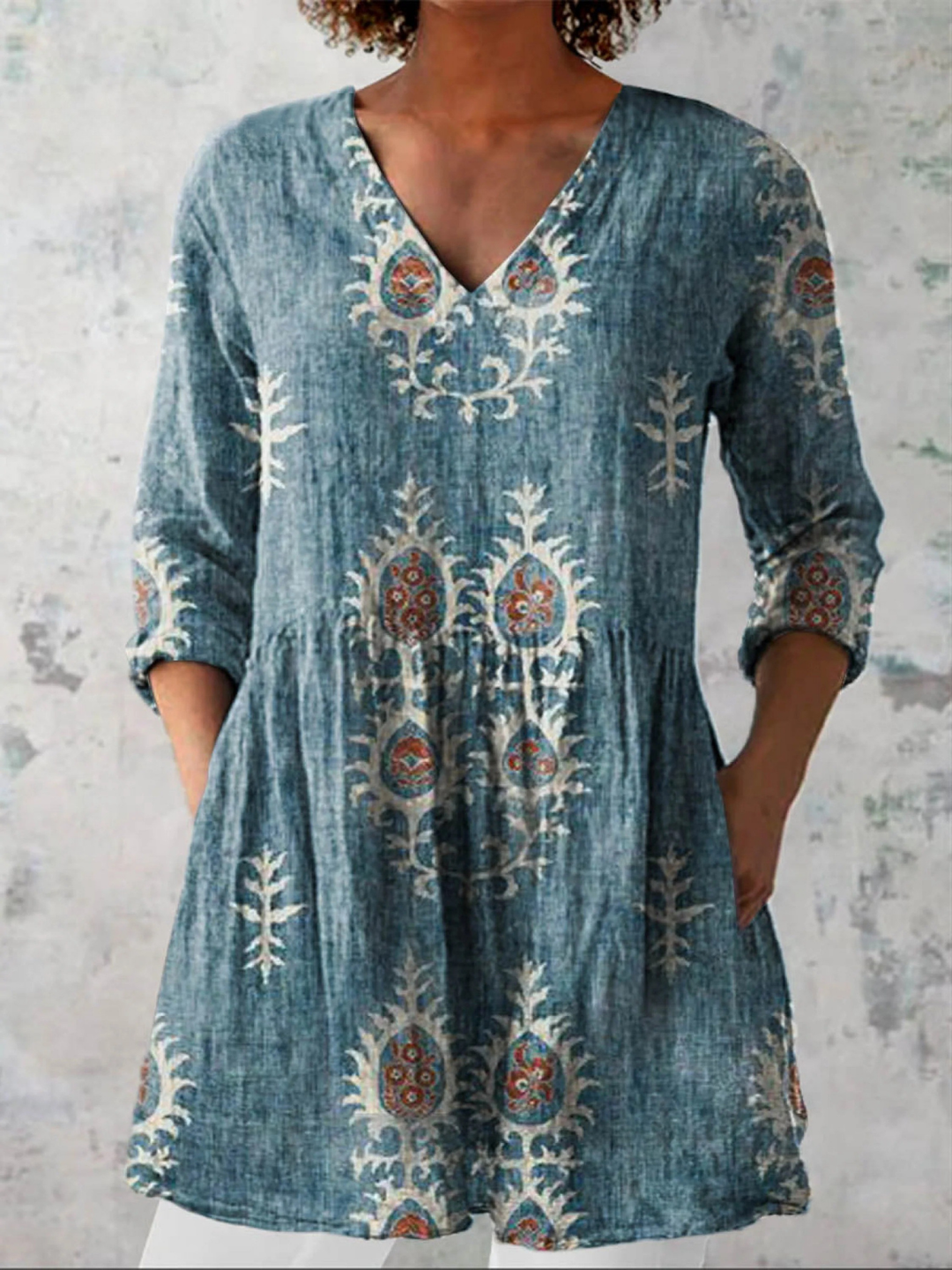 Elise | Blouse Longue avec Décolleté en V