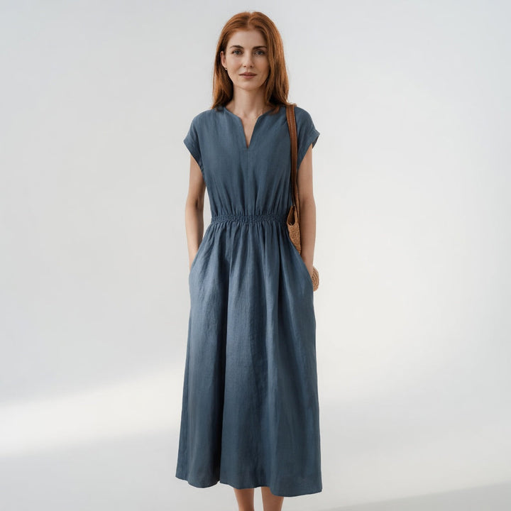 Lina — Fluid and Elegant Mixed Linen Dress