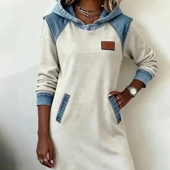 Alexa | Cozy Contrast Hooded Dress
