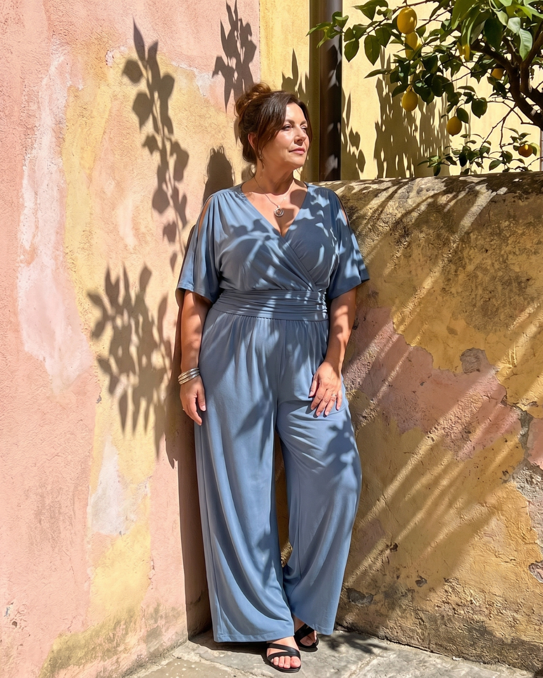 Nyxara | Cold Shoulder Wrap Waist Relaxed Jumpsuit