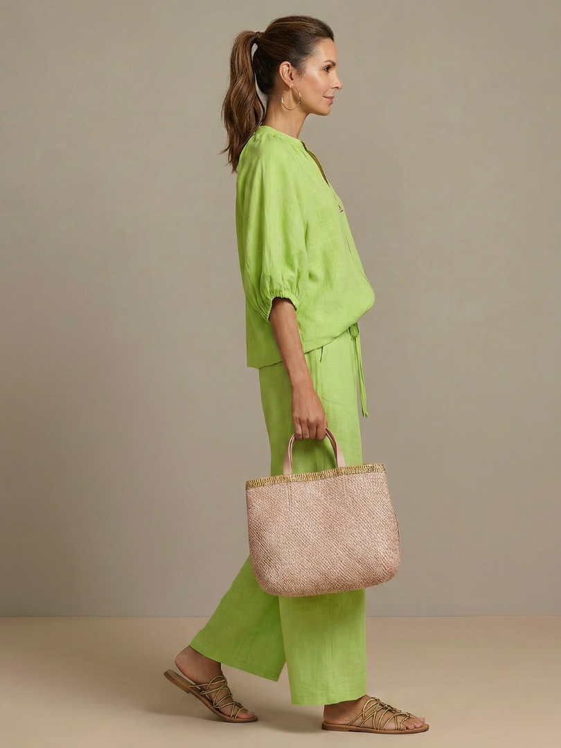 Natalia | Top Blouson with Zip and Wide Leg Pants