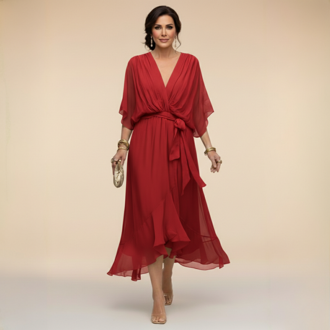 Opal™ | V-Neck Elegant Midi Dress