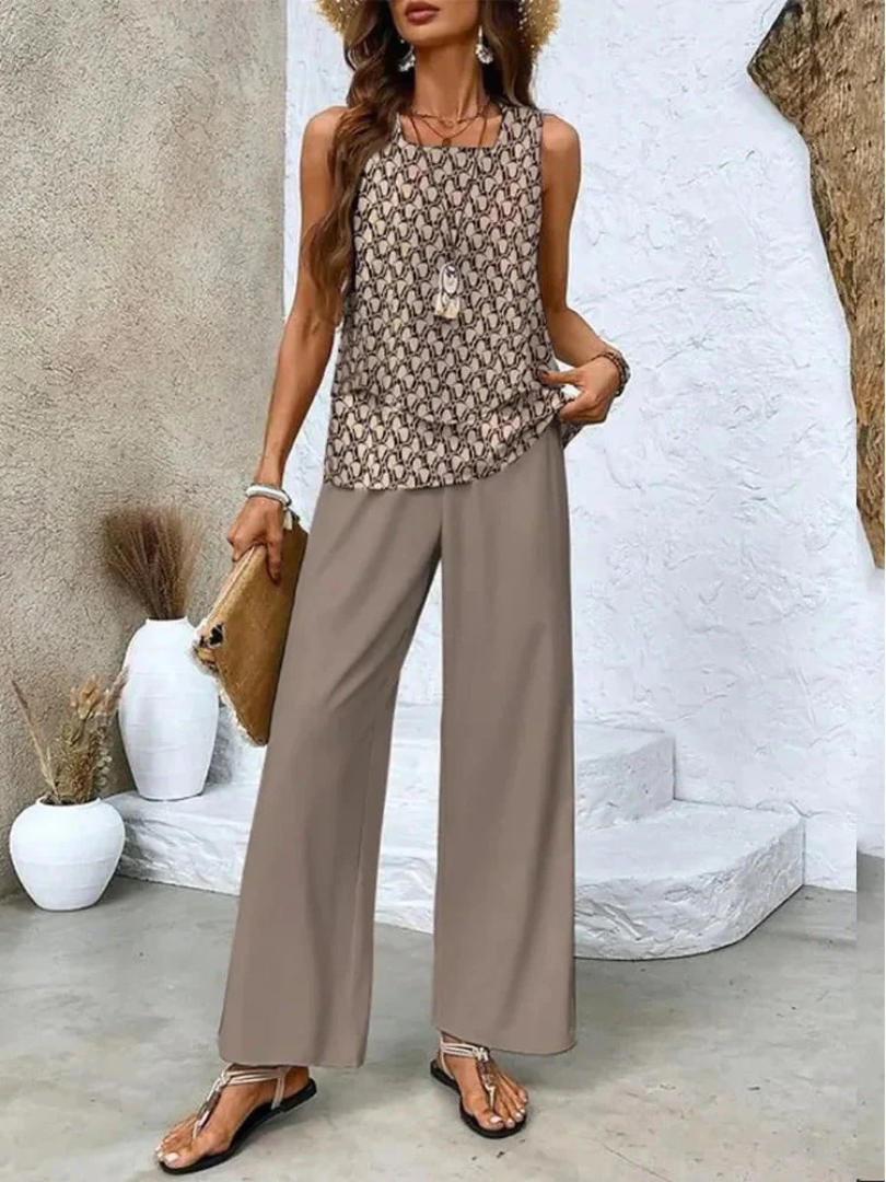 Ovelynra™ | Sleeveless Top & Wide-Leg Pants Set