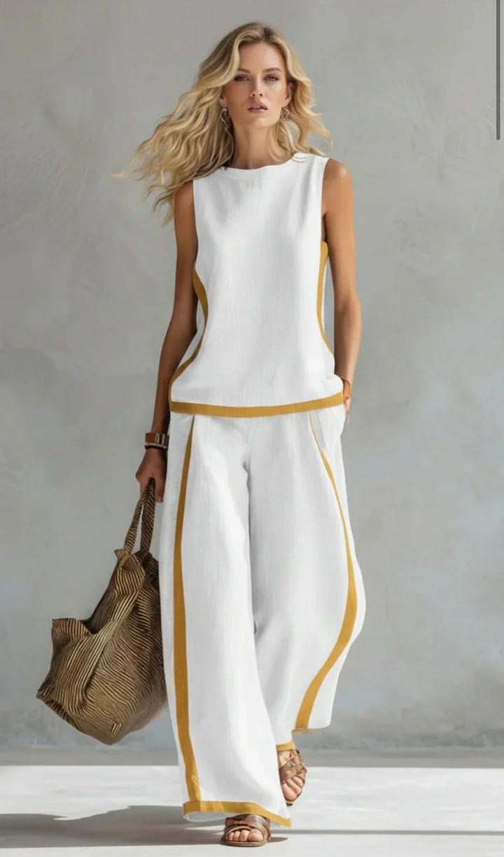 Ursula - Elegant and Casual Set of Vest and Pants with Two-Tone Finishes