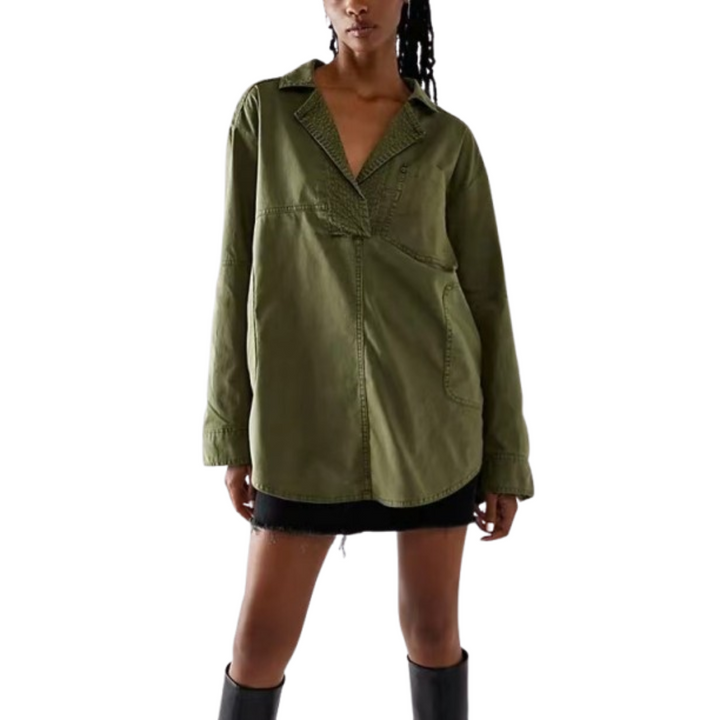 Emilia | Chic V-Neck Denim Tunic Top