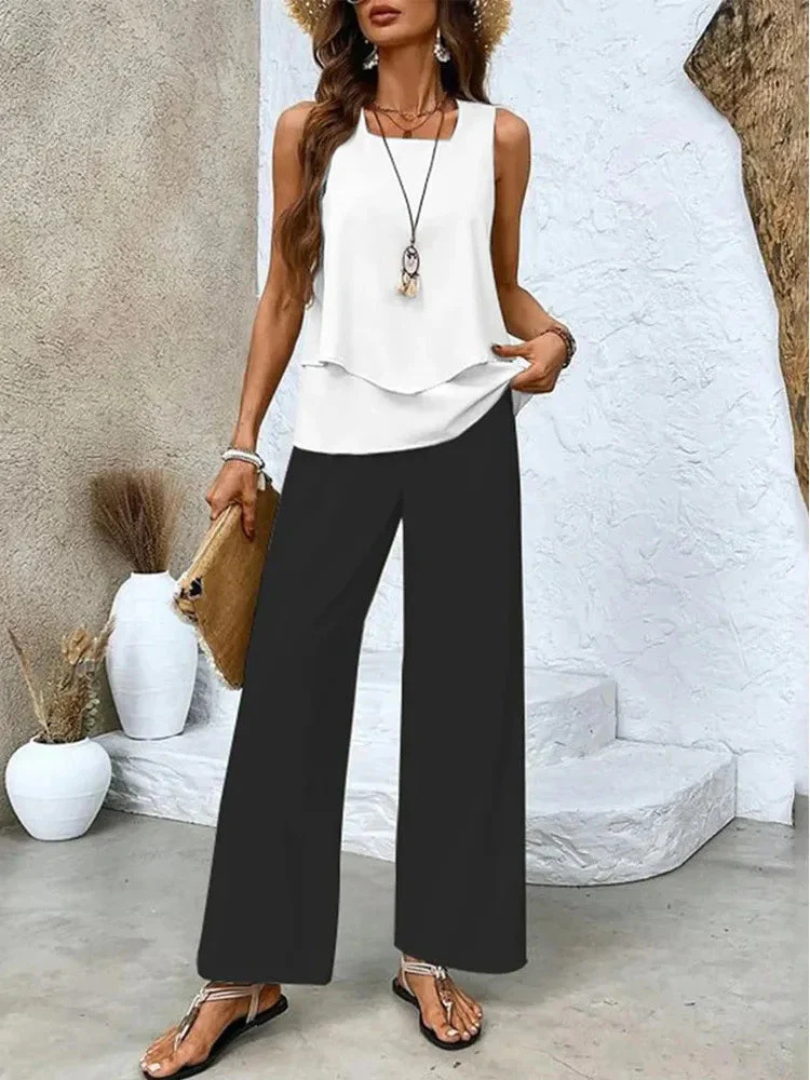 Ovelynra™ | Sleeveless Top & Wide-Leg Pants Set