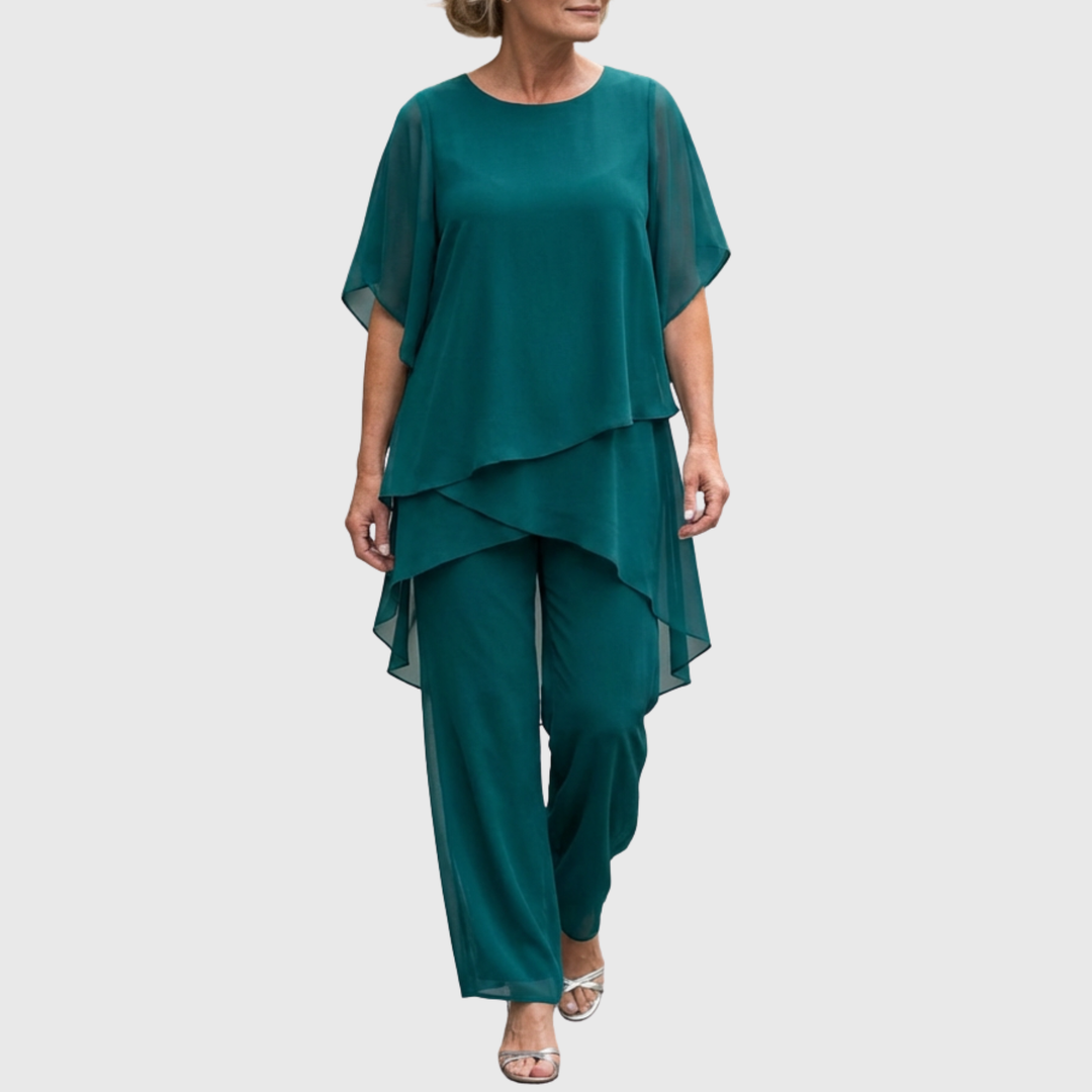 Linda | Two-Piece Set with Draped Palazzo Pants