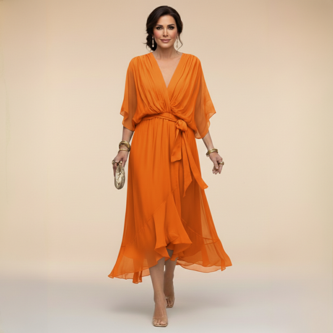 Opal™ | V-Neck Elegant Midi Dress