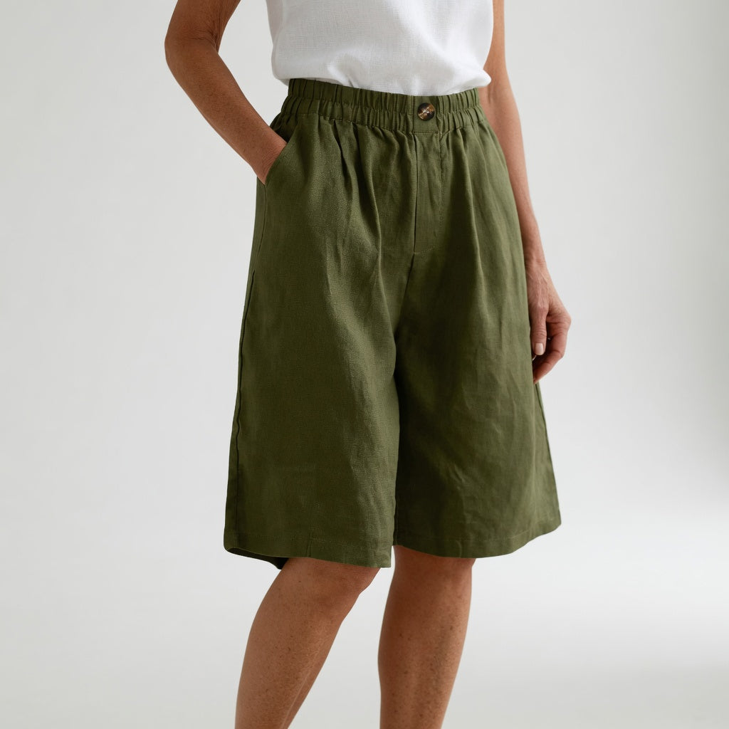 Wandeline™ — Wide-Leg Elastic Waist Shorts Natural Summer Comfort