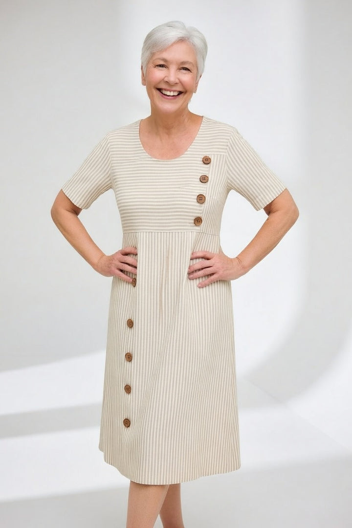 Linéora™ — Fluid Striped Dress with Summer Charm