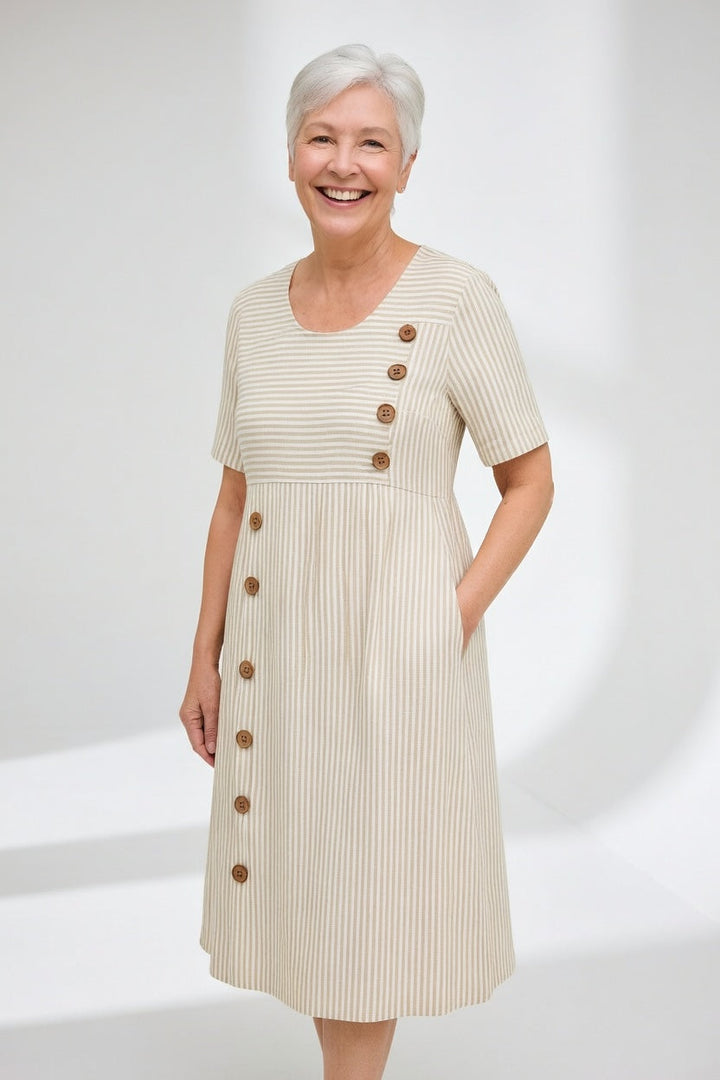 Linéora™ — Fluid Striped Dress with Summer Charm