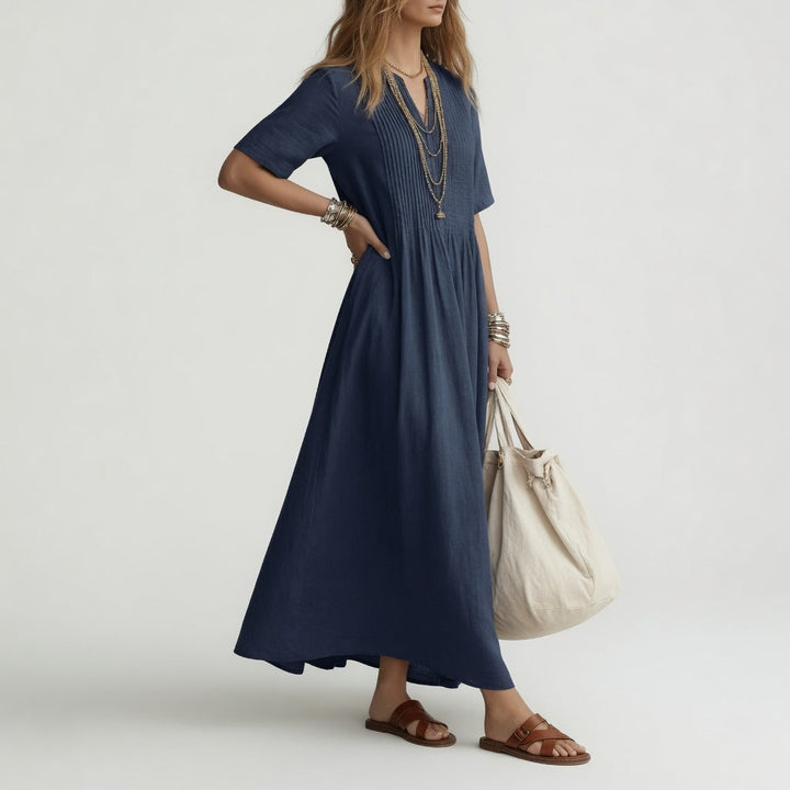 Pélagie™ — Cotton V-Neck Maxi Dress Summer Freedom