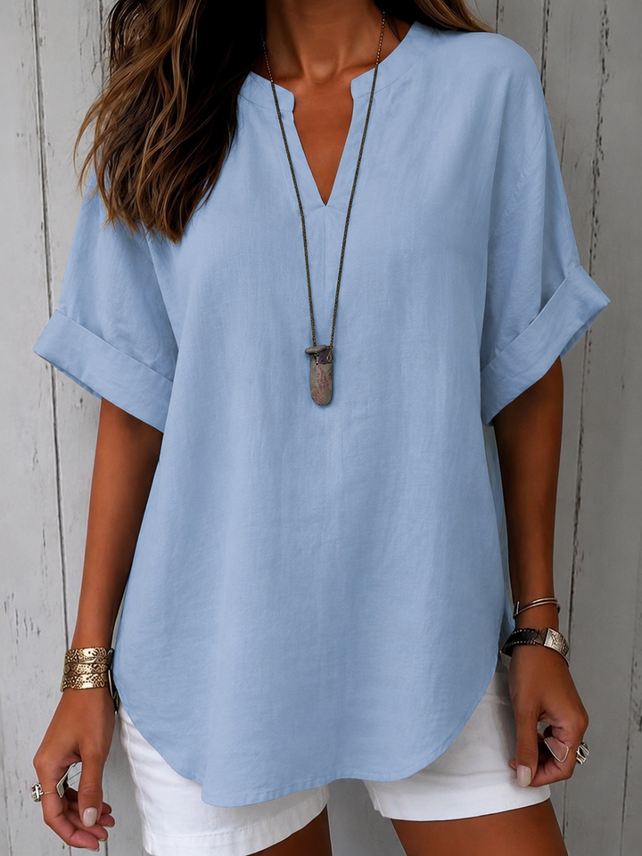 Emma™ – Casual Plain Short Sleeve Blouse