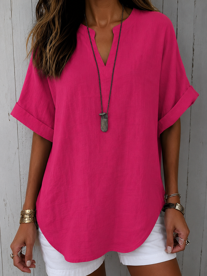 Emma™ – Casual Plain Short Sleeve Blouse
