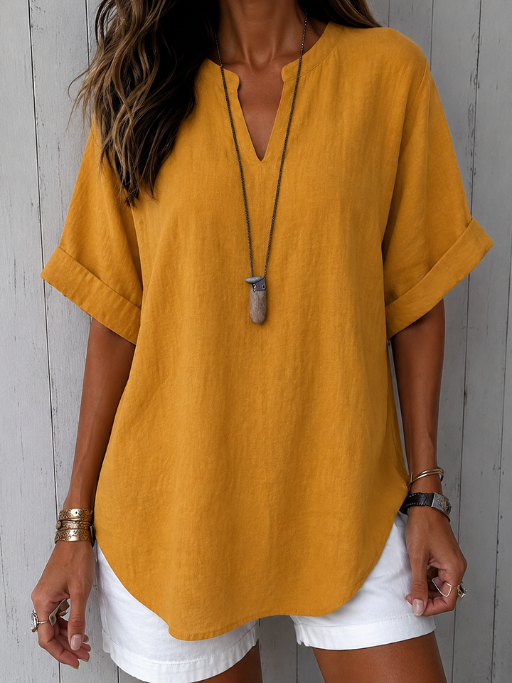 Emma™ – Casual Plain Short Sleeve Blouse