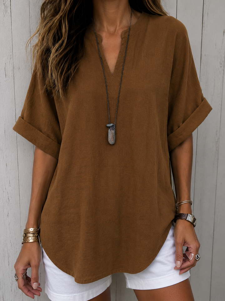 Emma™ – Casual Plain Short Sleeve Blouse