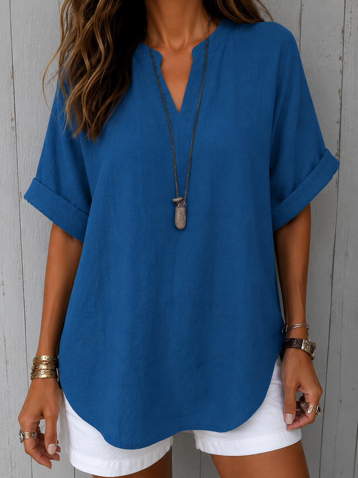 Emma™ – Casual Plain Short Sleeve Blouse