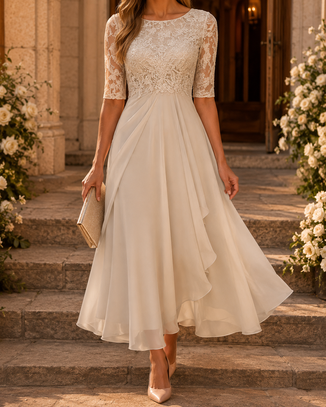 Rosa | Robe Midi en Dentelle