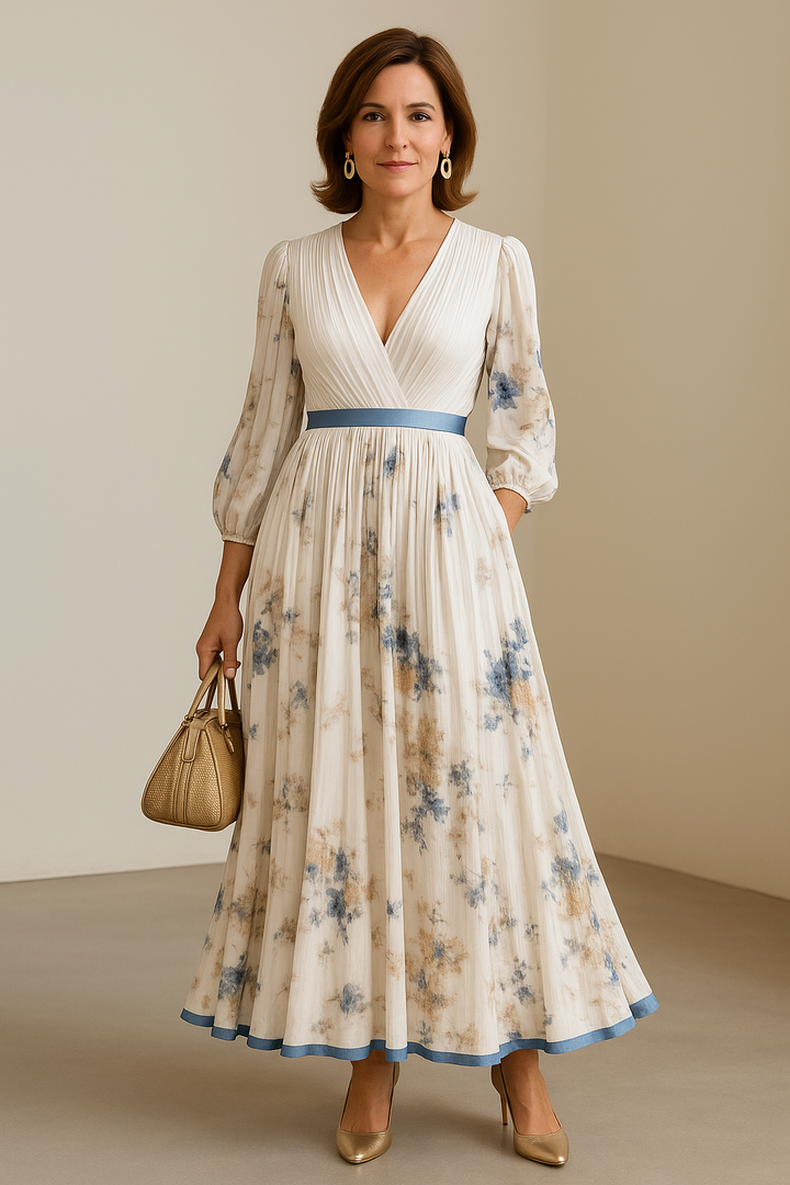 Paz™ | Timeless Floral Pleated Maxi Dress