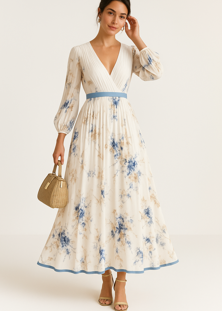 Paz™ | Timeless Floral Pleated Maxi Dress
