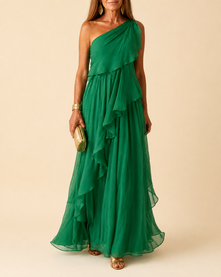 Ela | Robe Longue à Volants en Cascade