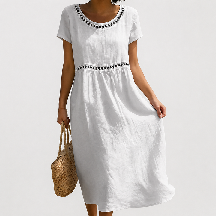AUBREY | Midi Dress with Eyelet Waist Detail