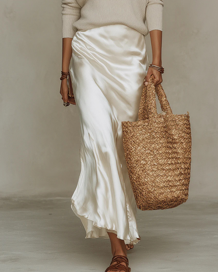 Elena | Midi Satin Dress with Included Sweater