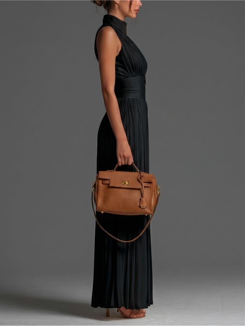 Zsófia Set – Black Pleated Chiffon Set • S1