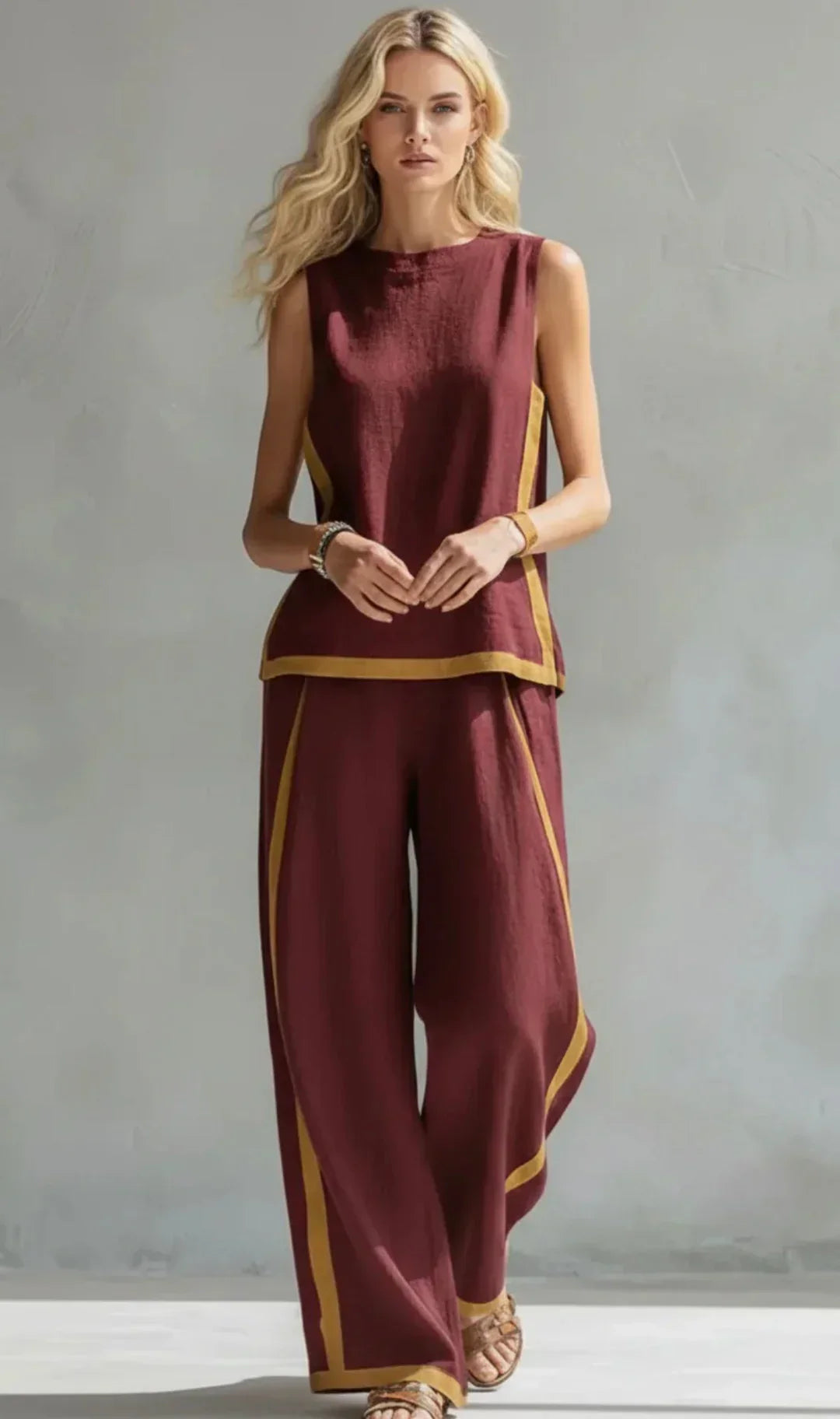 Ursula - Elegant and Casual Set of Vest and Pants with Two-Tone Finishes